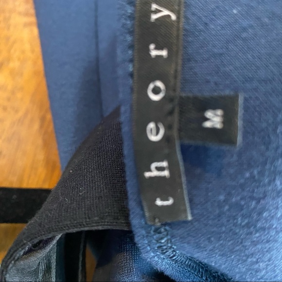 THEORY Blue Saloma Belted Knit Sheath Dress Medium - Picture 6 of 8